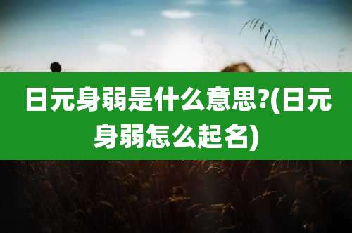 日元身弱是什么意思?(日元身弱怎么起名)