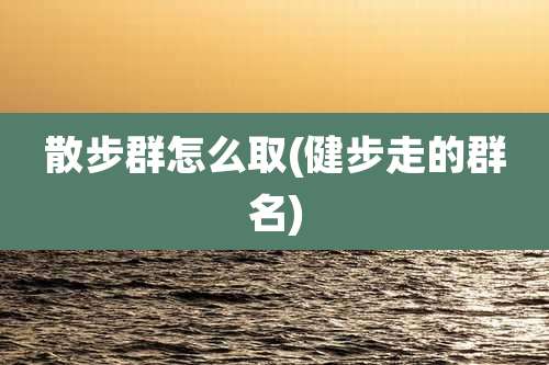 散步群怎么取(健步走的群名)