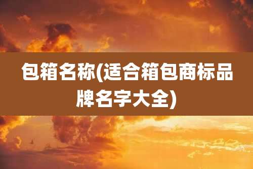 包箱名称(适合箱包商标品牌名字大全)