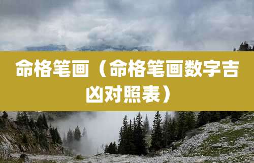 命格笔画（命格笔画数字吉凶对照表）