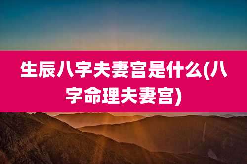 生辰八字夫妻宫是什么(八字命理夫妻宫)