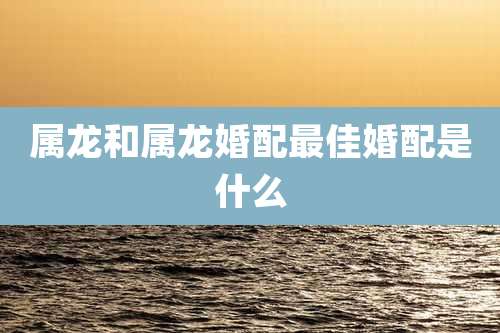 属龙和属龙婚配最佳婚配是什么