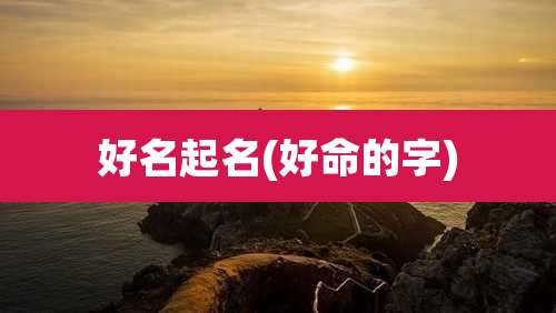 好名起名(好命的字)