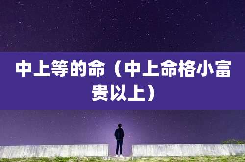 中上等的命（中上命格小富贵以上）