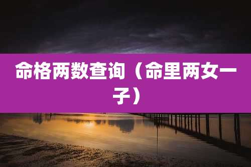 命格两数查询（命里两女一子）