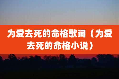 为爱去死的命格歌词（为爱去死的命格小说）