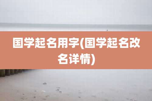 国学起名用字(国学起名改名详情)