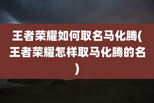 王者荣耀如何取名马化腾(王者荣耀怎样取马化腾的名)