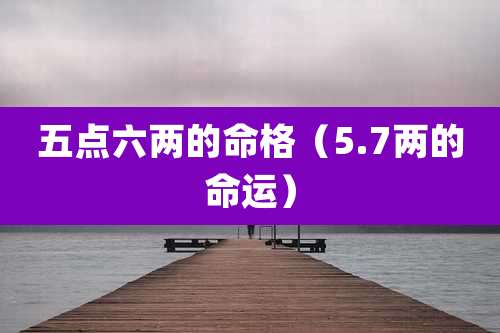 五点六两的命格（5.7两的命运）