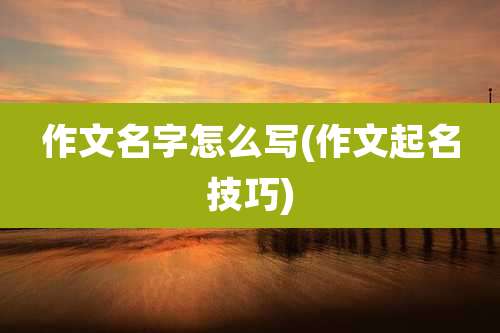 作文名字怎么写(作文起名技巧)