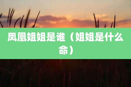 凤凰姐姐是谁（姐姐是什么命）