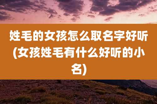 姓毛的女孩怎么取名字好听(女孩姓毛有什么好听的小名)