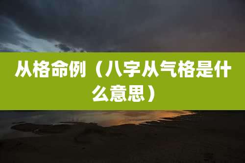 从格命例(八字从气格是什么意思)