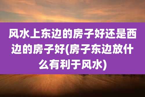 风水上东边的房子好还是西边的房子好(房子东边放什么有利于风水)