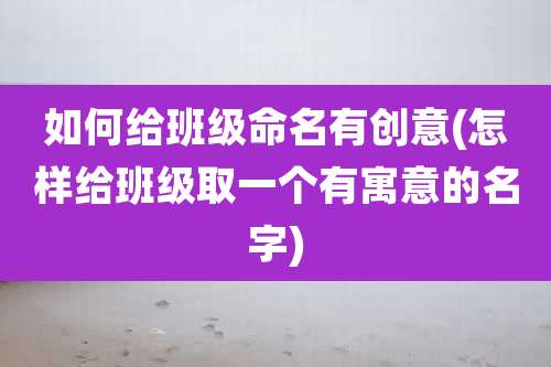 如何给班级命名有创意(怎样给班级取一个有寓意的名字)