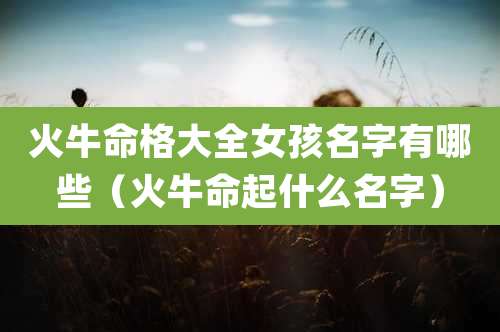 火牛命格大全女孩名字有哪些（火牛命起什么名字）
