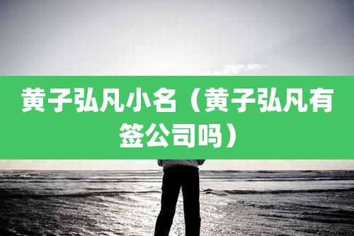 黄子弘凡小名（黄子弘凡有签公司吗）