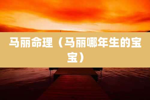 马丽命理（马丽哪年生的宝宝）