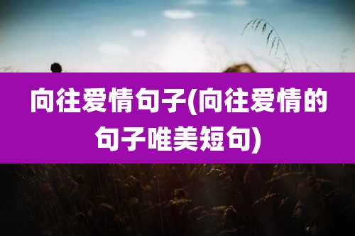 向往爱情句子(向往爱情的句子唯美短句)