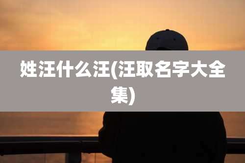姓汪什么汪(汪取名字大全集)