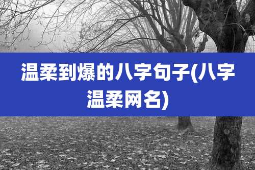 温柔到爆的八字句子(八字温柔网名)