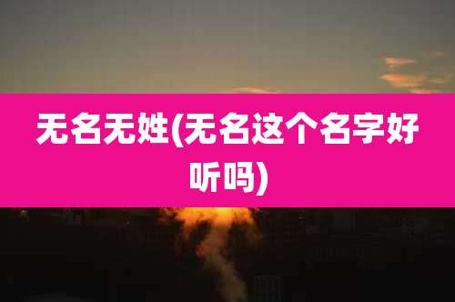 无名无姓(无名这个名字好听吗)