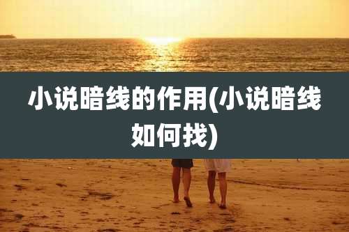 小说暗线的作用(小说暗线如何找)