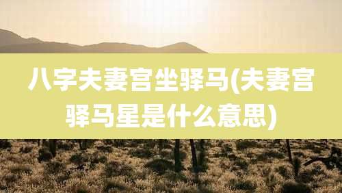 八字夫妻宫坐驿马(夫妻宫驿马星是什么意思)