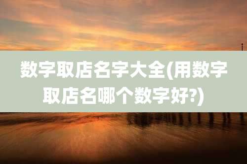 数字取店名字大全(用数字取店名哪个数字好?)