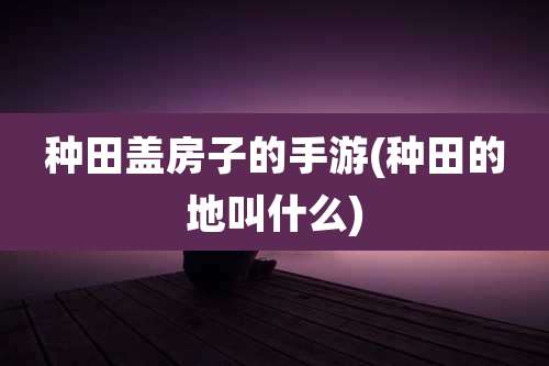 种田盖房子的手游(种田的地叫什么)