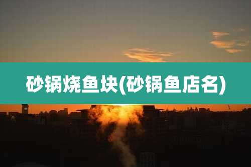 砂锅烧鱼块(砂锅鱼店名)