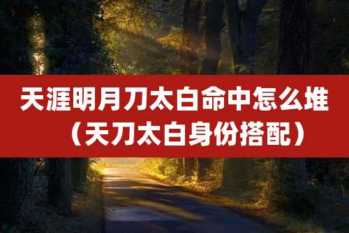 天涯明月刀太白命中怎么堆（天刀太白身份搭配）