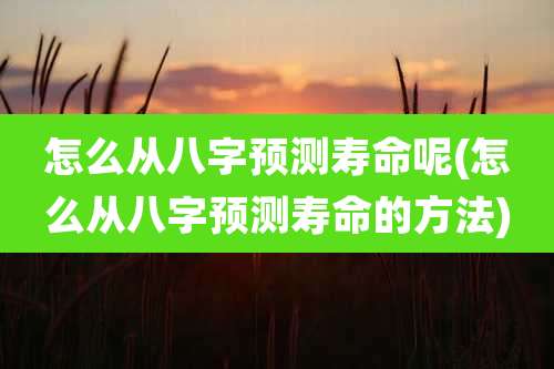 怎么从八字预测寿命呢(怎么从八字预测寿命的方法)