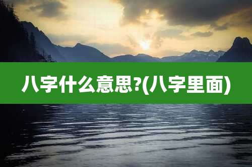 八字什么意思?(八字里面)