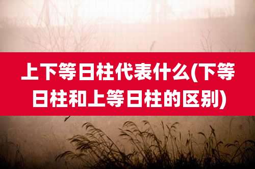 上下等日柱代表什么(下等日柱和上等日柱的区别)