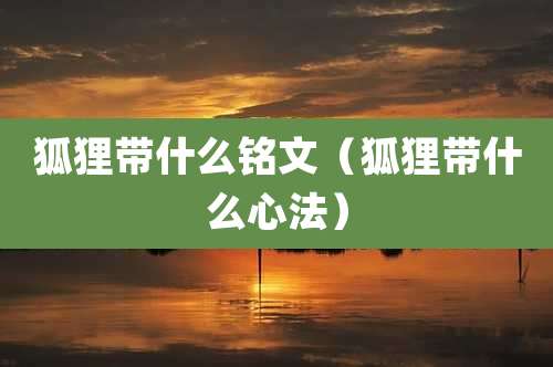 狐狸带什么铭文（狐狸带什么心法）