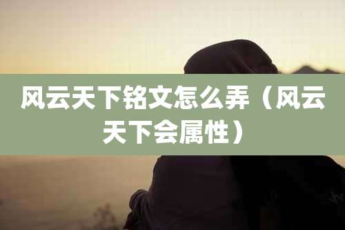 风云天下铭文怎么弄（风云天下会属性）