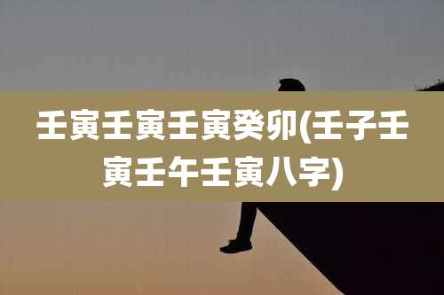 壬寅壬寅壬寅癸卯(壬子壬寅壬午壬寅八字)