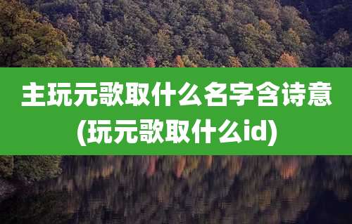 主玩元歌取什么名字含诗意(玩元歌取什么id)
