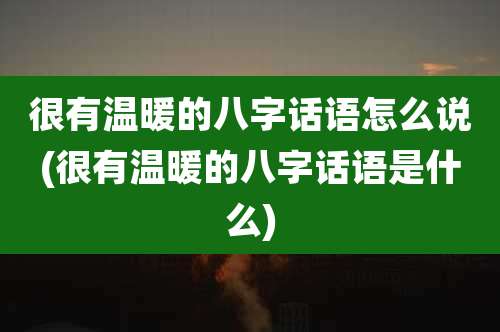 很有温暖的八字话语怎么说(很有温暖的八字话语是什么)