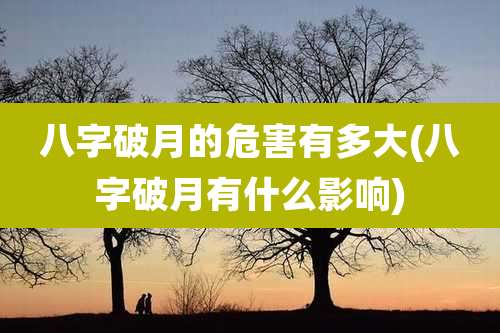 八字破月的危害有多大(八字破月有什么影响)
