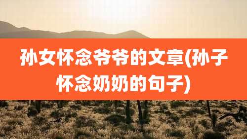 孙女怀念爷爷的文章(孙子怀念奶奶的句子)