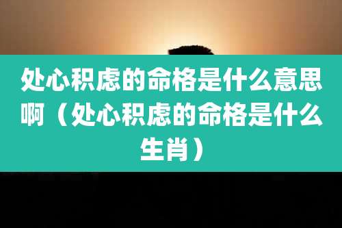 处心积虑的命格是什么意思啊（处心积虑的命格是什么生肖）