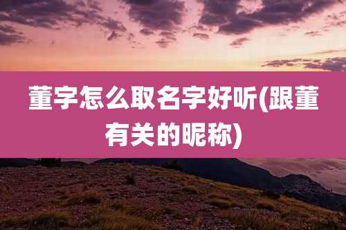 董字怎么取名字好听(跟董有关的昵称)