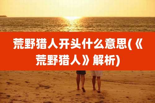 荒野猎人开头什么意思(《荒野猎人》解析)