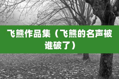 飞熊作品集（飞熊的名声被谁破了）
