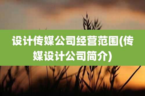 设计传媒公司经营范围(传媒设计公司简介)