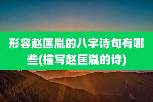 形容赵匡胤的八字诗句有哪些(描写赵匡胤的诗)