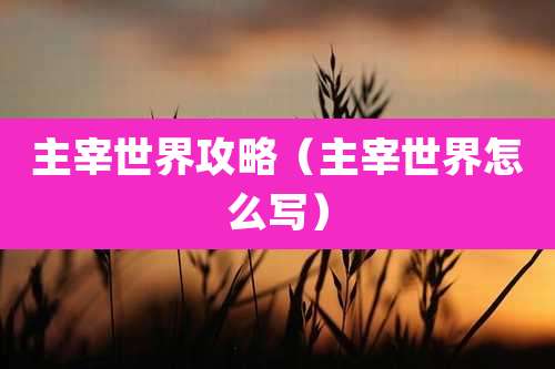 主宰世界攻略(主宰世界怎么写)