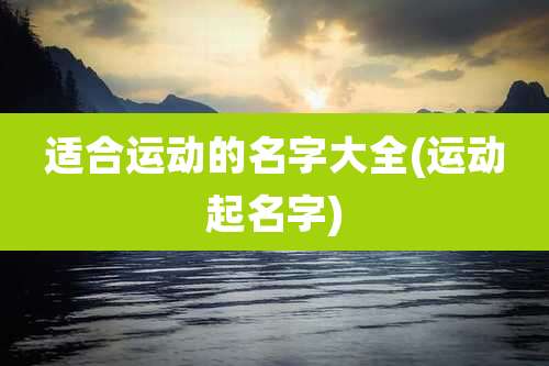 适合运动的名字大全(运动起名字)